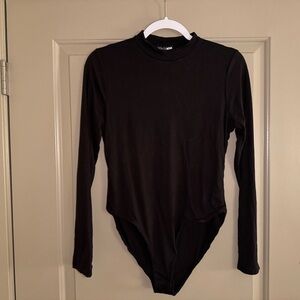 Fashion Nova Black Long Sleeve Mock Neck Bodysuit - Classic Fit